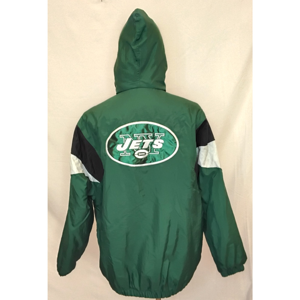 Vintage 90's NFL New York Jets Jacket Men's L 1/2 Zip Hooded Football #Z5805 - Picture 3 of 16